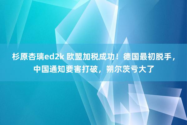 杉原杏璃ed2k 欧盟加税成功！德国最初脱手，中国通知要害打破，朔尔茨亏大了