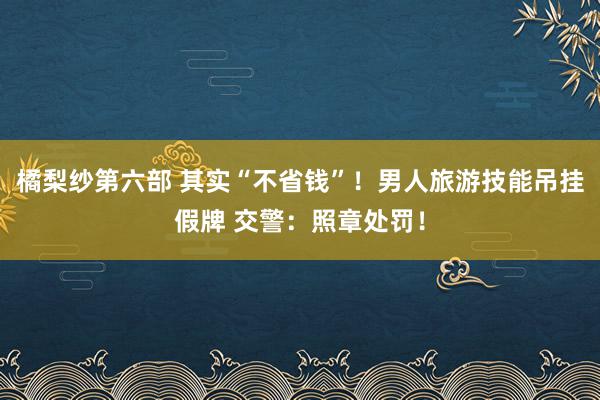 橘梨纱第六部 其实“不省钱”！男人旅游技能吊挂假牌 交警：照章处罚！