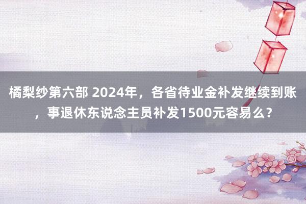 橘梨纱第六部 2024年，各省待业金补发继续到账，事退休东说念主员补发1500元容易么？