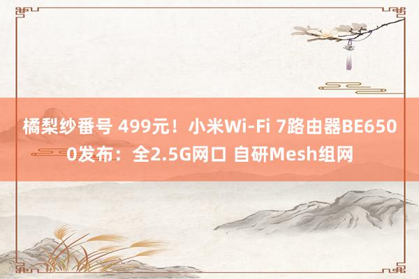 橘梨纱番号 499元！小米Wi-Fi 7路由器BE6500发布：全2.5G网口 自研Mesh组网