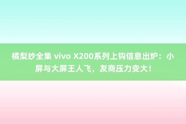 橘梨纱全集 vivo X200系列上钩信息出炉：小屏与大屏王人飞，友商压力变大！