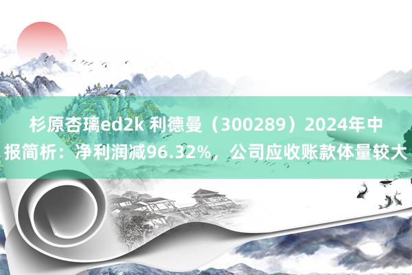 杉原杏璃ed2k 利德曼（300289）2024年中报简析：净利润减96.32%，公司应收账款体量较大