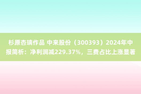 杉原杏璃作品 中来股份（300393）2024年中报简析：净利润减229.37%，三费占比上涨显著