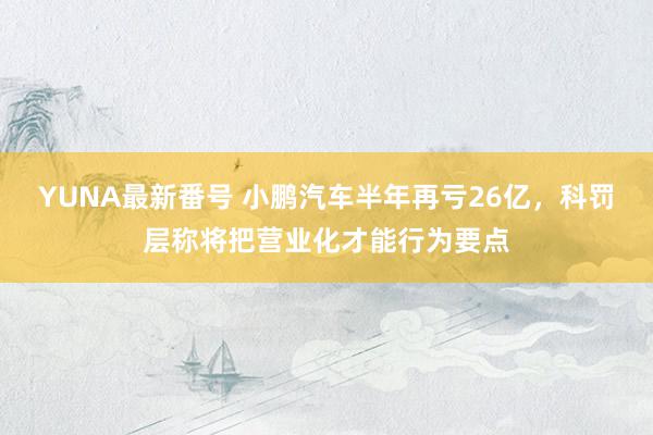 YUNA最新番号 小鹏汽车半年再亏26亿，科罚层称将把营业化才能行为要点